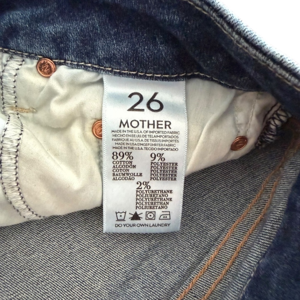 MOTHER The Looker Ankle Fray Dark Blue Jeans Size 26 - Picture 7 of 9